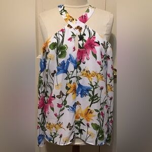 International Concept large Floral Print Women's colder shoulder long sleeve Top